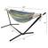 Alt View 12. Hastings Home - Double Brazilian Woven Cotton Hammock with Stand and Carrying Bag - Blue/Lime.