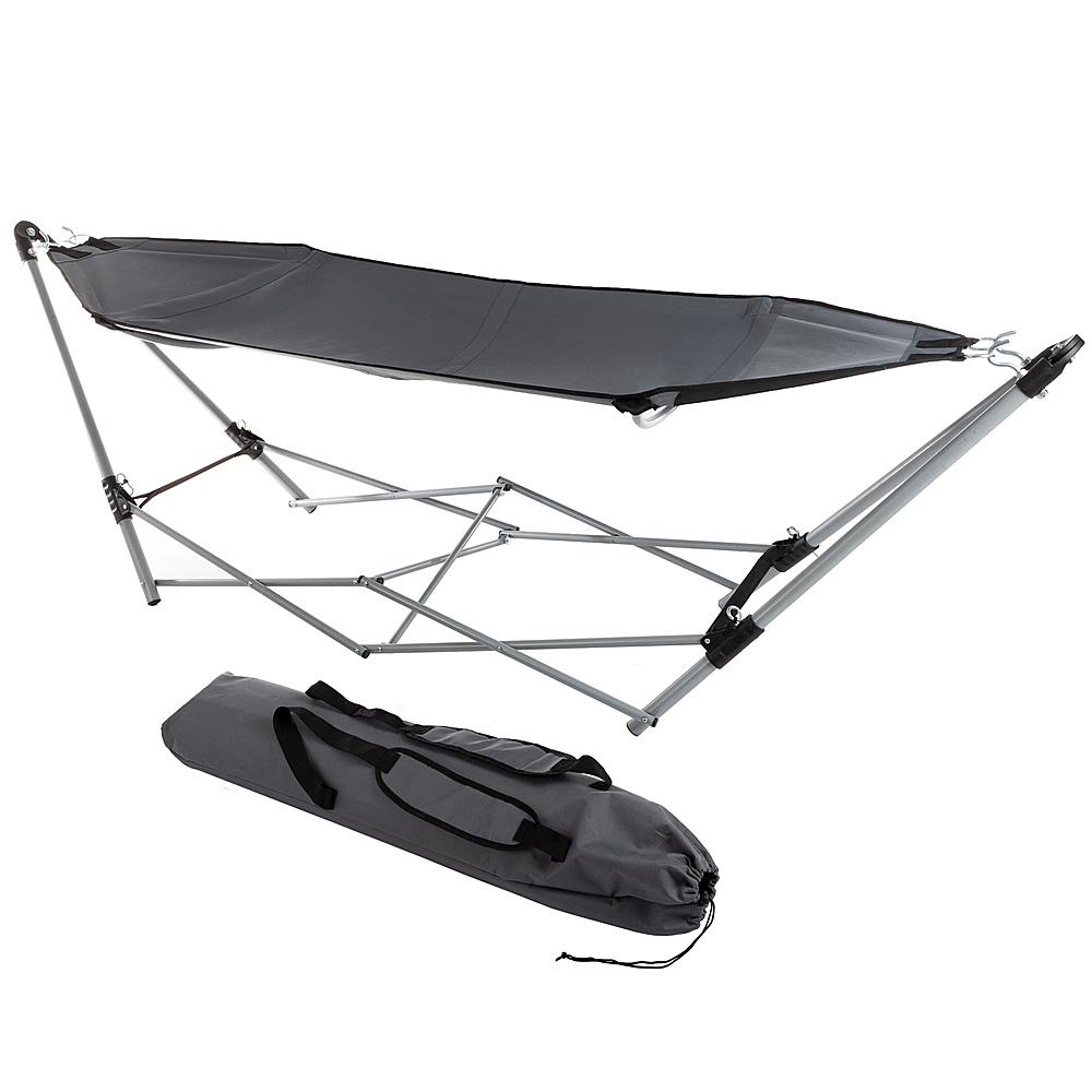 Hastings Home - Portable Hammock with Stand and Carrying Bag - Gray