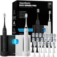 AquaSonic - Ultrasonic UV Sanitizing Toothbrush Set - Limited Edition Bundle - Midnight Black/Optic White - Angle_Zoom