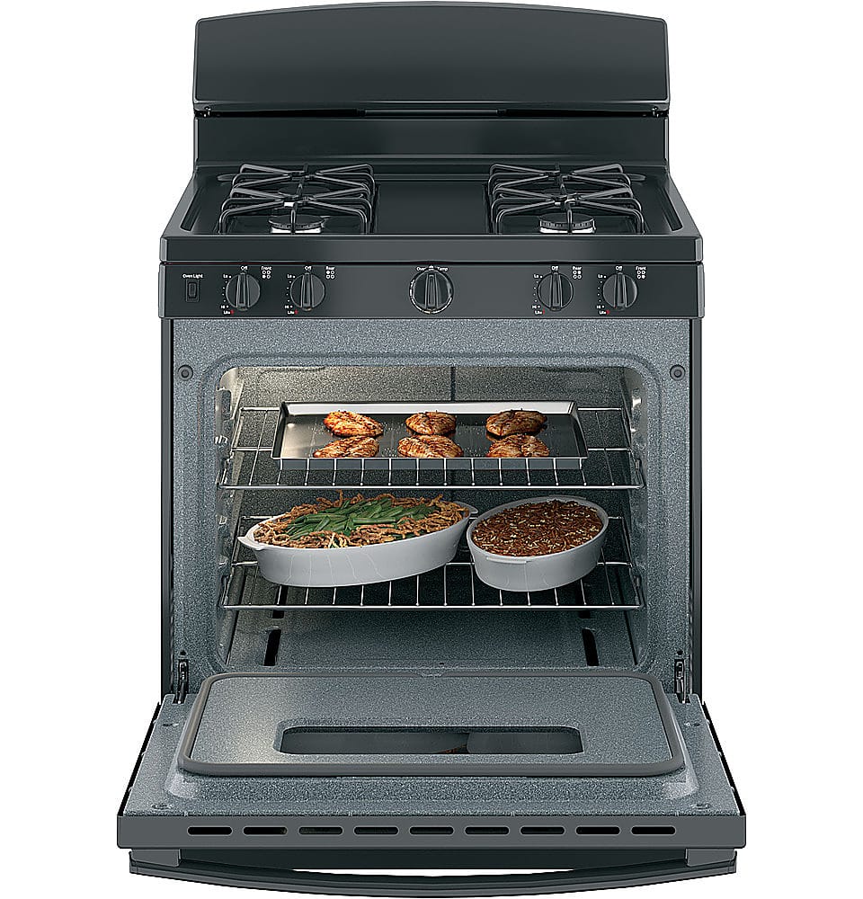 Alt View 2. GE - 4.8 Cu. Ft. Freestanding Gas Range - Black.