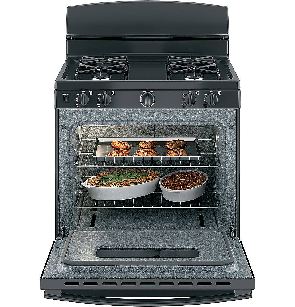 Alt View 2. GE - 4.8 Cu. Ft. Freestanding Gas Range - Black.