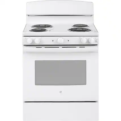 Front. GE - 5.0 Cu. Ft. Freestanding Electric Range - White.
