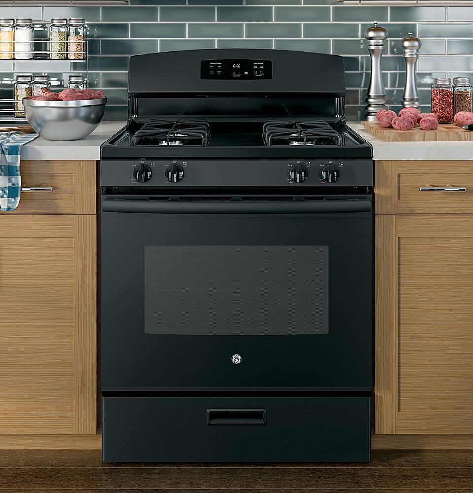 Alt View 19. GE - 4.8 Cu. Ft. Freestanding Gas Range - Black.