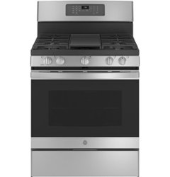 GE - 5.0 Cu. Ft. Freestanding Gas Convection Range with Self-Steam Cleaning and No-Preheat Air Fry - Stainless steel - Front_Zoom