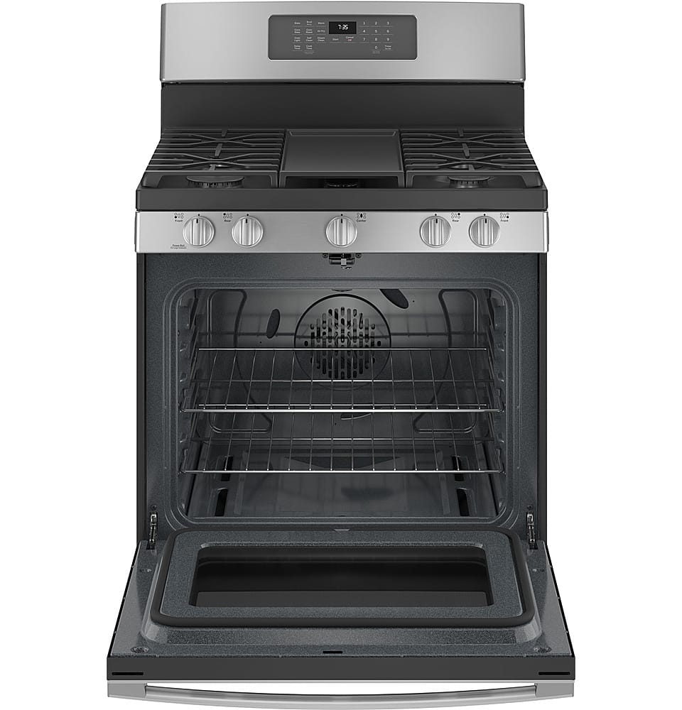 Alt View 1. GE - 5.0 Cu. Ft. Freestanding Gas Convection Range with Self-Steam Cleaning and No-Preheat Air Fry - Stainless Steel.