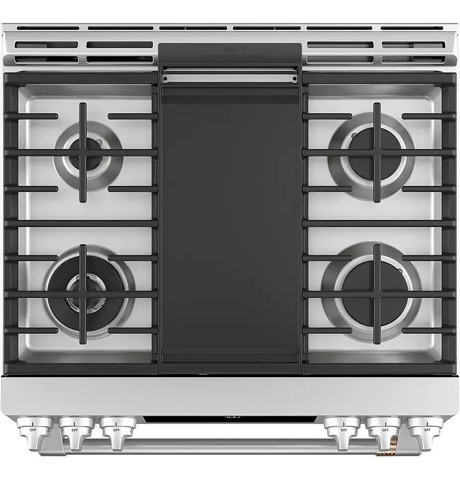 Alt View 12. Café - 5.6 Cu. Ft. Slide-In Gas Convection Range, Customizable - Stainless Steel.