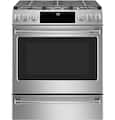 Café - 30 in. Wide 6 Burners 5.6 Cu. Ft. Slide-In Gas Convection Range, Customizable - Stainless Steel