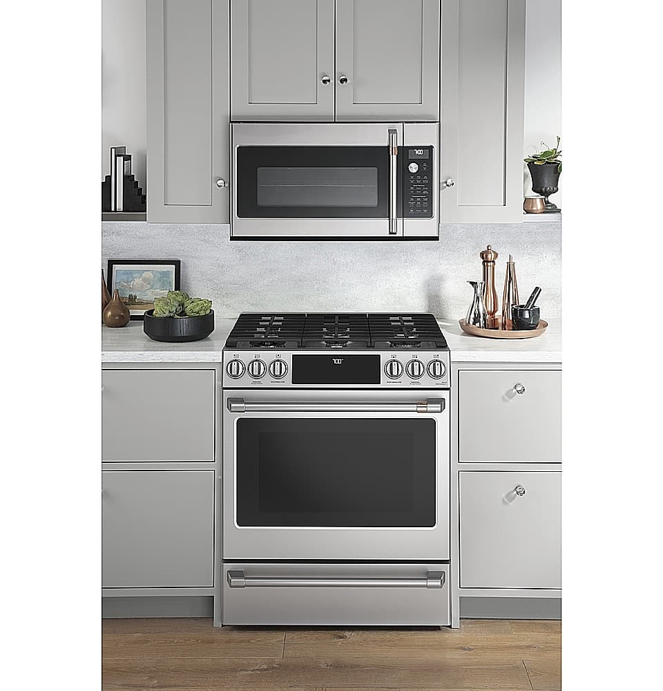 Alt View 15. Café - 5.6 Cu. Ft. Slide-In Gas Convection Range, Customizable - Stainless Steel.