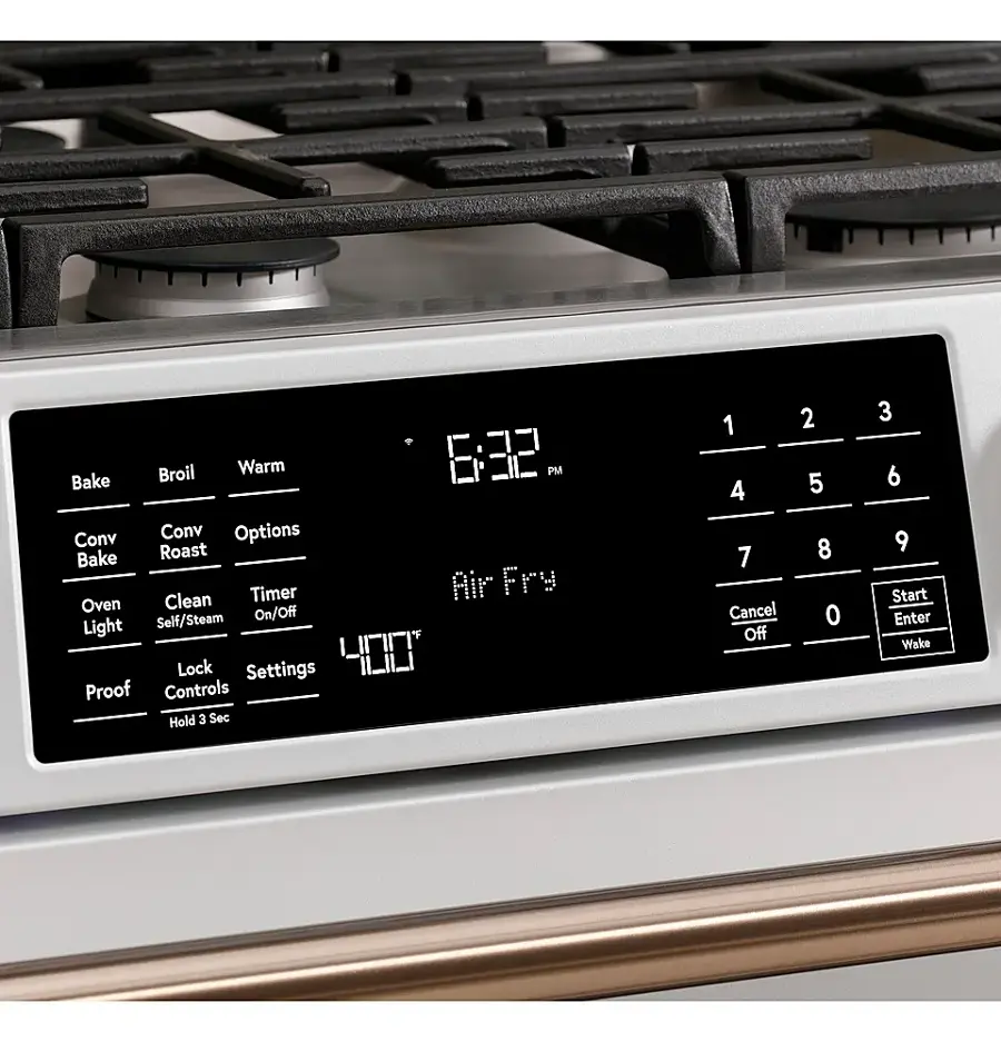 Alt View 29. Café - 5.6 Cu. Ft. Slide-In Gas Convection Range, Customizable - Stainless Steel.