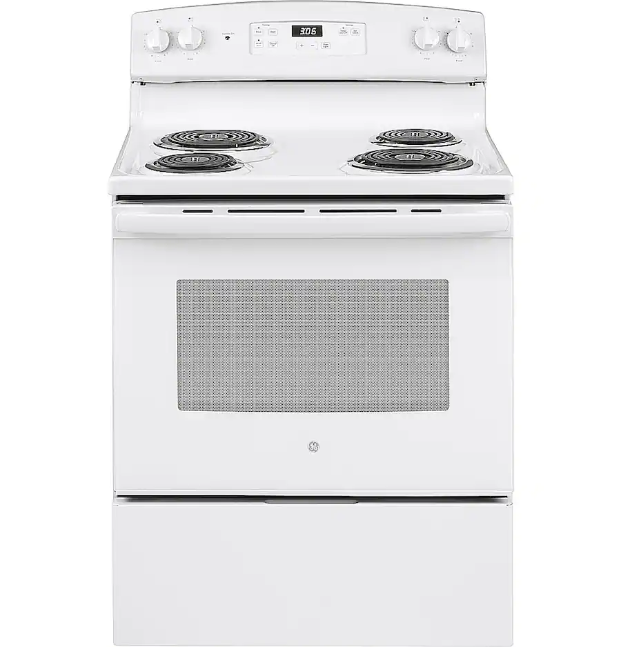 GE 30 in. Wide 4 Elements 5.0 Cu. Ft. Freestanding Electric Range White ...