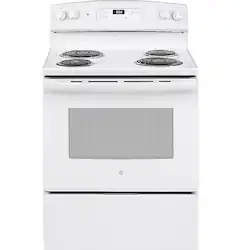 GE - 5.0 Cu. Ft. Freestanding Electric Range - White - Front_Zoom