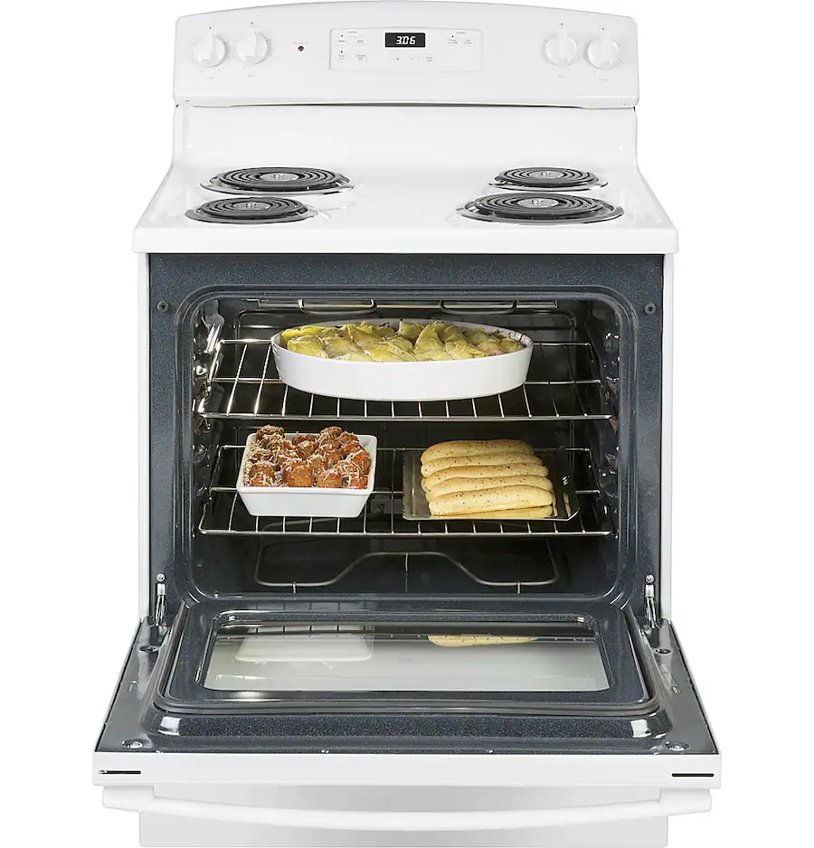 GE 30 in. Wide 4 Elements 5.0 Cu. Ft. Freestanding Electric Range White ...