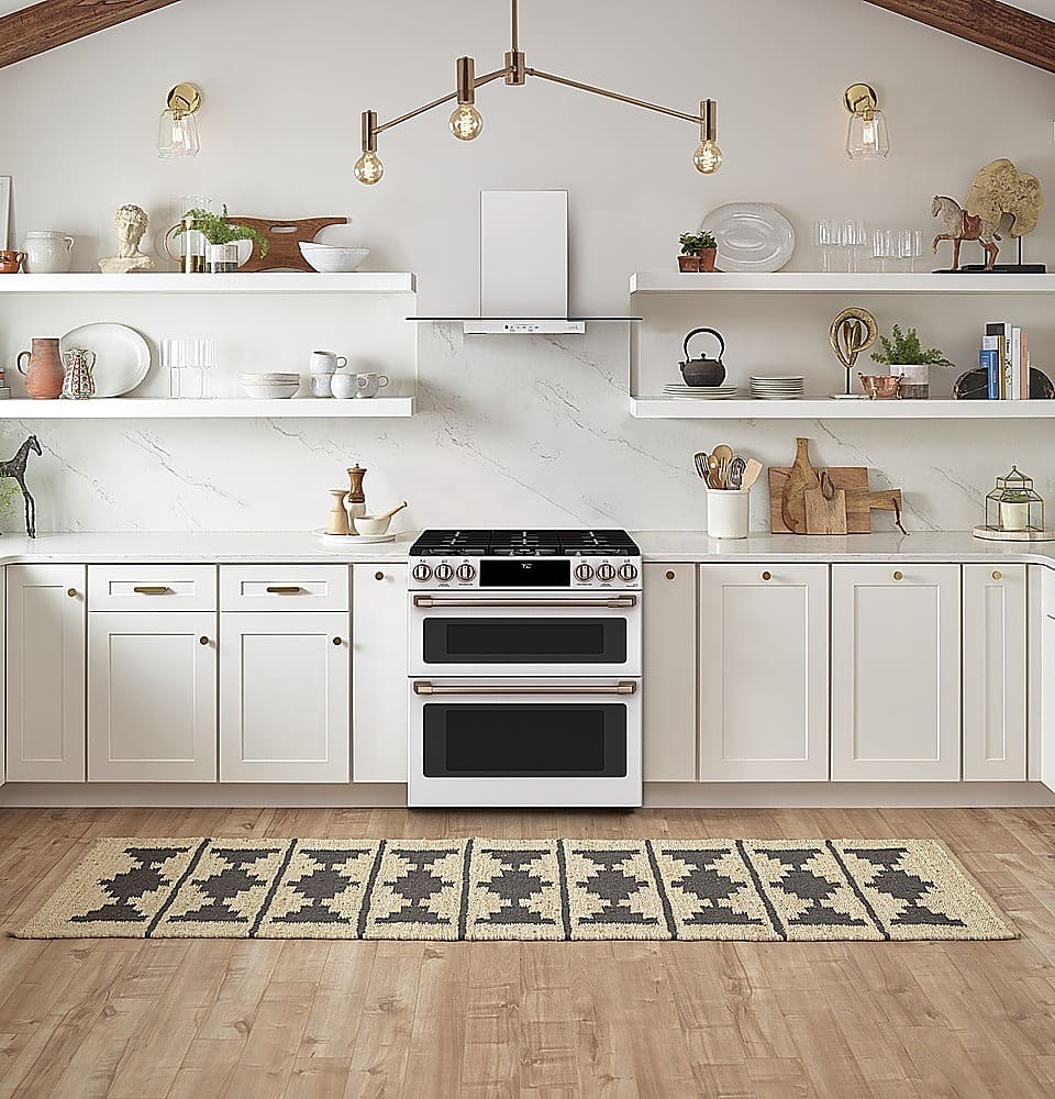 Alt View 19. Café - 6.7 Cu. Ft. Slide-In Double Oven Gas True Convection Range with Built-In WiFi, Customizable - Matte White.