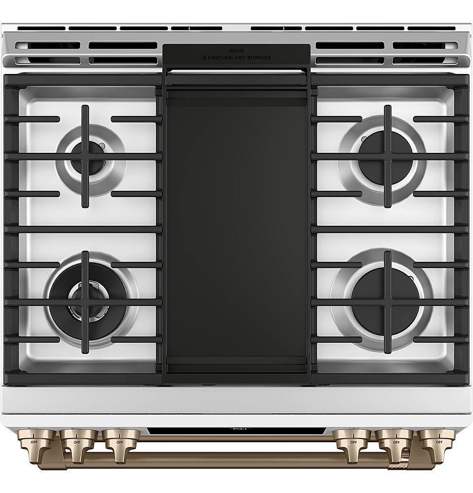 Alt View 23. Café - 6.7 Cu. Ft. Slide-In Double Oven Gas True Convection Range with Built-In WiFi, Customizable - Matte White.
