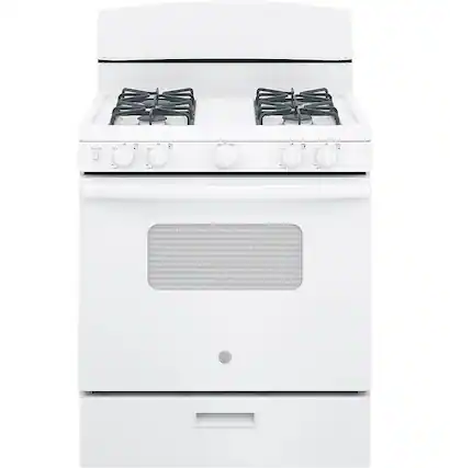 Front. GE - 4.8 Cu. Ft. Freestanding Gas Range - White.