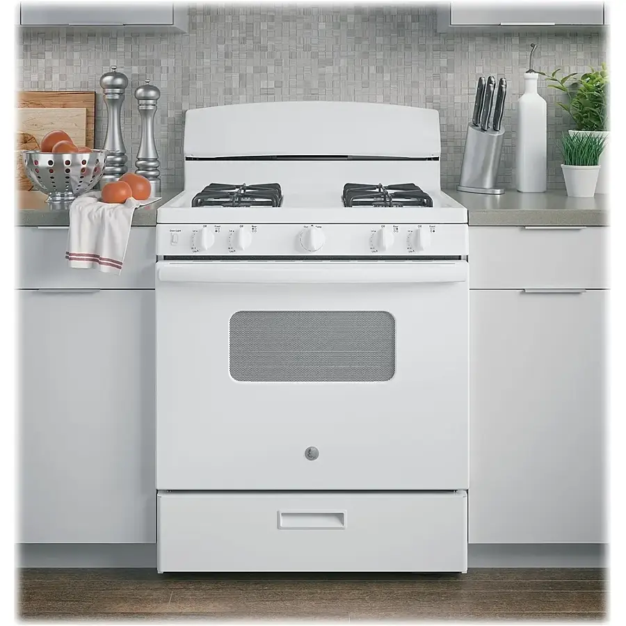 Alt View 14. GE - 4.8 Cu. Ft. Freestanding Gas Range - White.