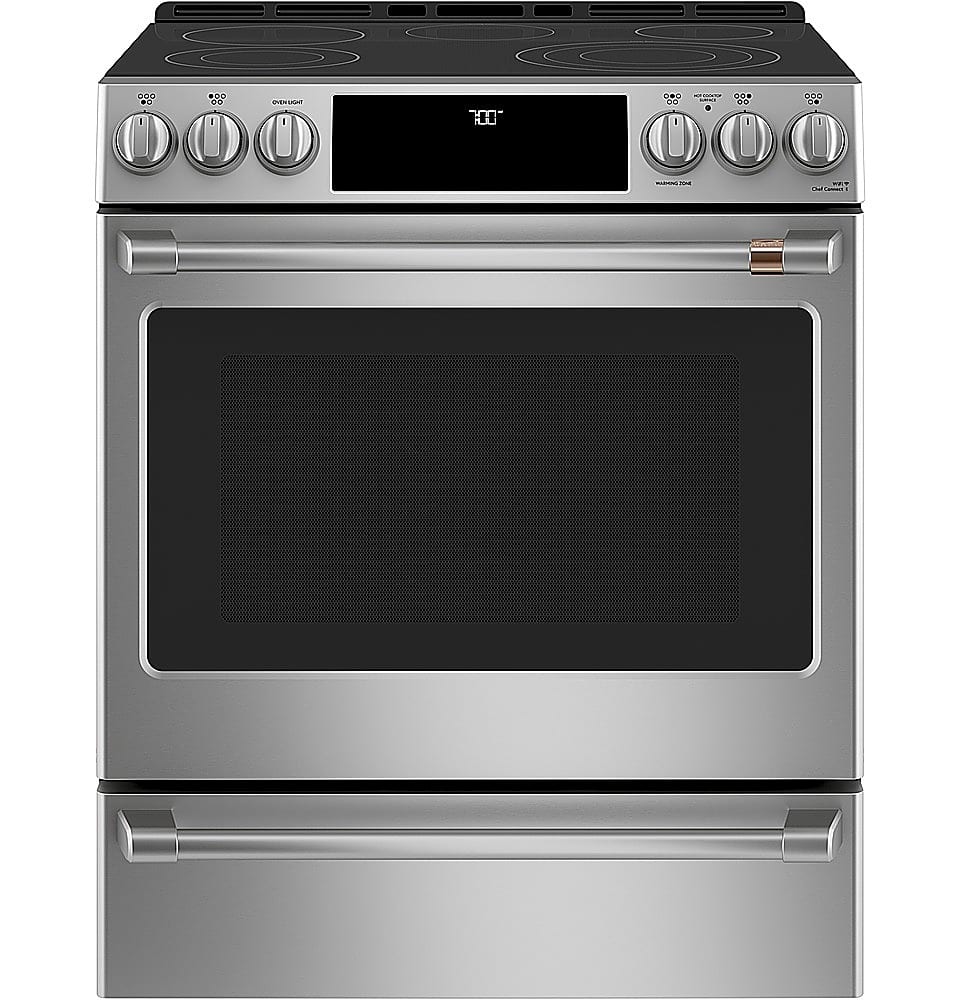 Café - 5.7 Cu. Ft. Slide-In Electric Convection Range, Customizable - Stainless Steel - Front_Zoom