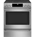 Café - 30 in. Wide 5 Element 5.7 Cu. Ft. Slide-In Electric Convection Range, Customizable - Stainless Steel