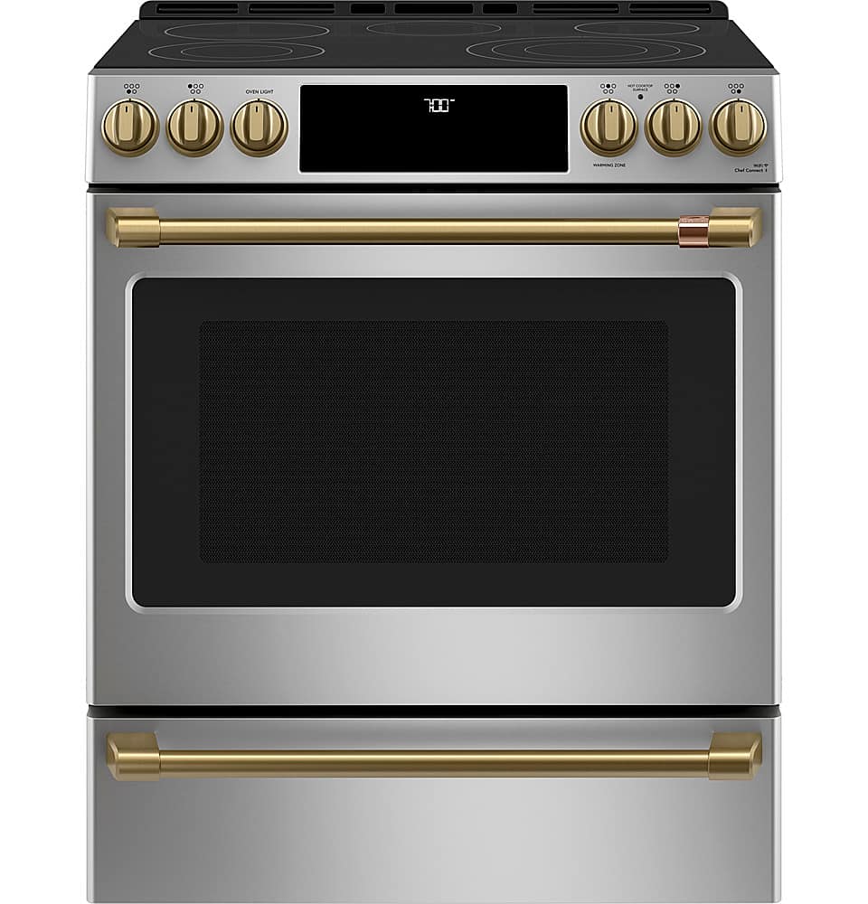 Alt View 29. Café - 5.7 Cu. Ft. Slide-In Electric Convection Range, Customizable - Stainless steel.