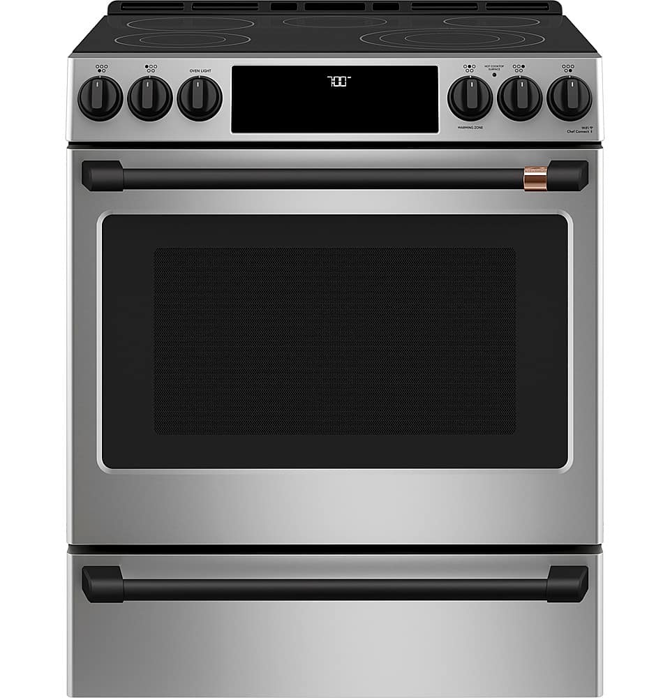 Alt View 30. Café - 5.7 Cu. Ft. Slide-In Electric Convection Range, Customizable - Stainless steel.