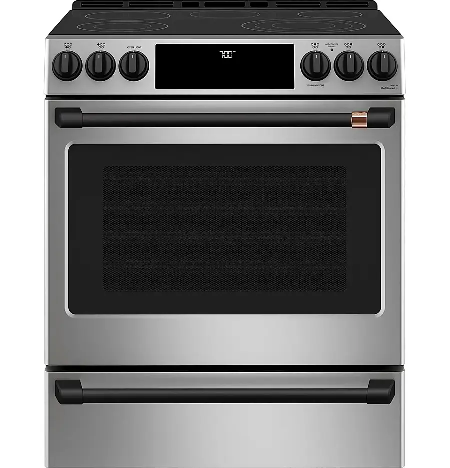 Alt View 30. Café - 5.7 Cu. Ft. Slide-In Electric Convection Range, Customizable - Stainless steel.