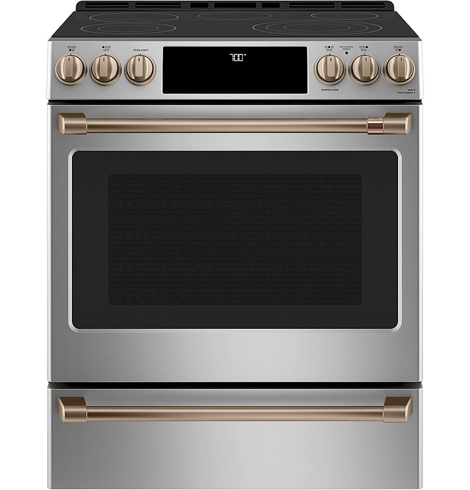 Alt View 31. Café - 5.7 Cu. Ft. Slide-In Electric Convection Range, Customizable - Stainless steel.