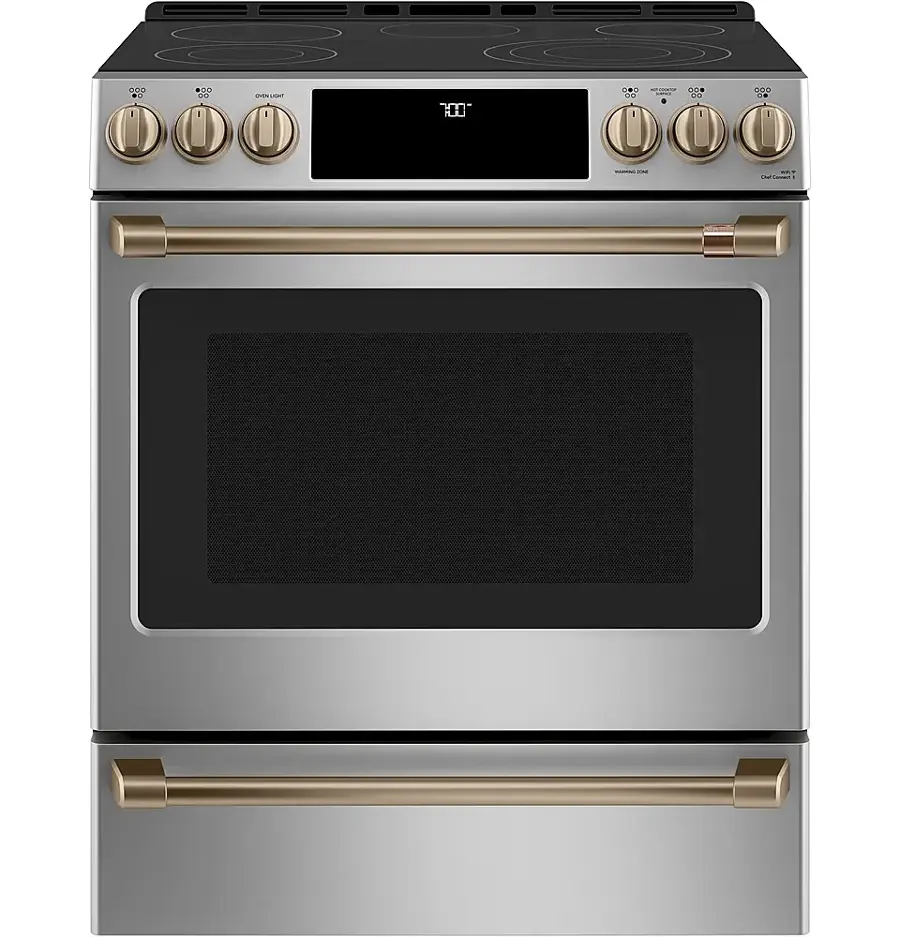 Alt View 31. Café - 5.7 Cu. Ft. Slide-In Electric Convection Range, Customizable - Stainless steel.