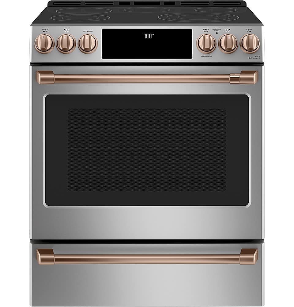 Alt View 32. Café - 5.7 Cu. Ft. Slide-In Electric Convection Range, Customizable - Stainless steel.