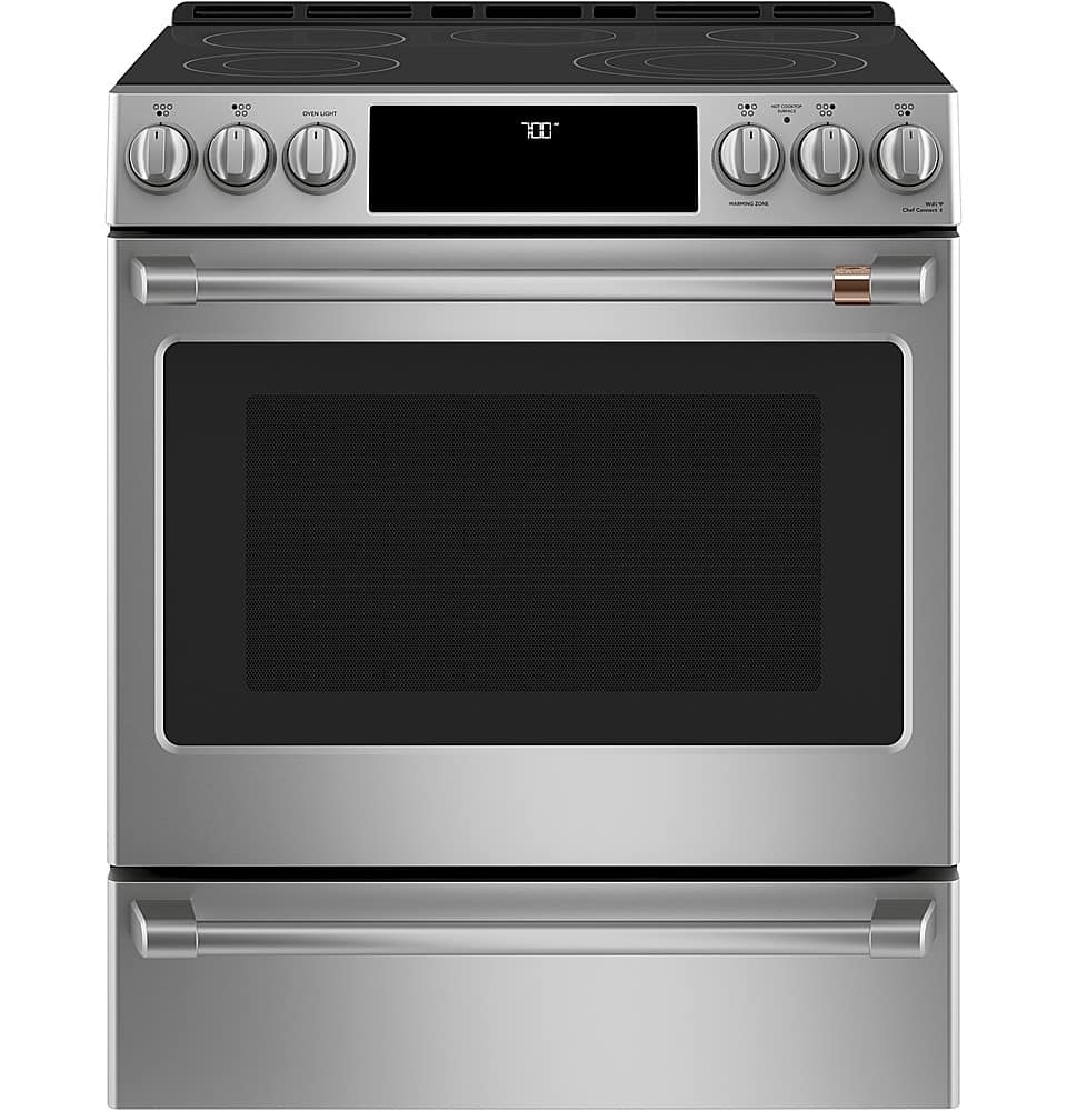 Alt View 33. Café - 5.7 Cu. Ft. Slide-In Electric Convection Range, Customizable - Stainless steel.