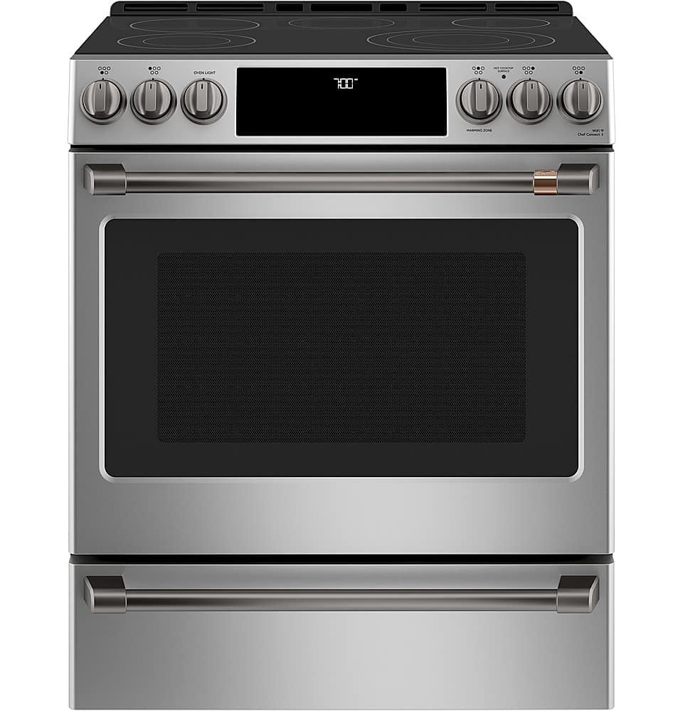 Alt View 34. Café - 5.7 Cu. Ft. Slide-In Electric Convection Range, Customizable - Stainless steel.
