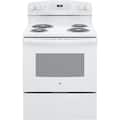 GE - 30 in. Wide 4 Elements 5.0 Cu. Ft. Freestanding Electric Range with Self-Cleaning and Porcelain-Enamel Cooktop Surface - White