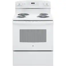 Front. GE - 5.0 Cu. Ft. Self-Cleaning Freestanding Electric Range - White.