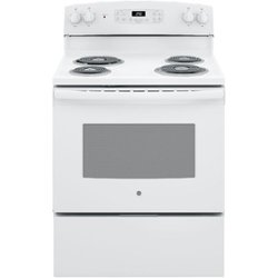 GE - 5.0 Cu. Ft. Self-Cleaning Freestanding Electric Range - White - Front_Zoom