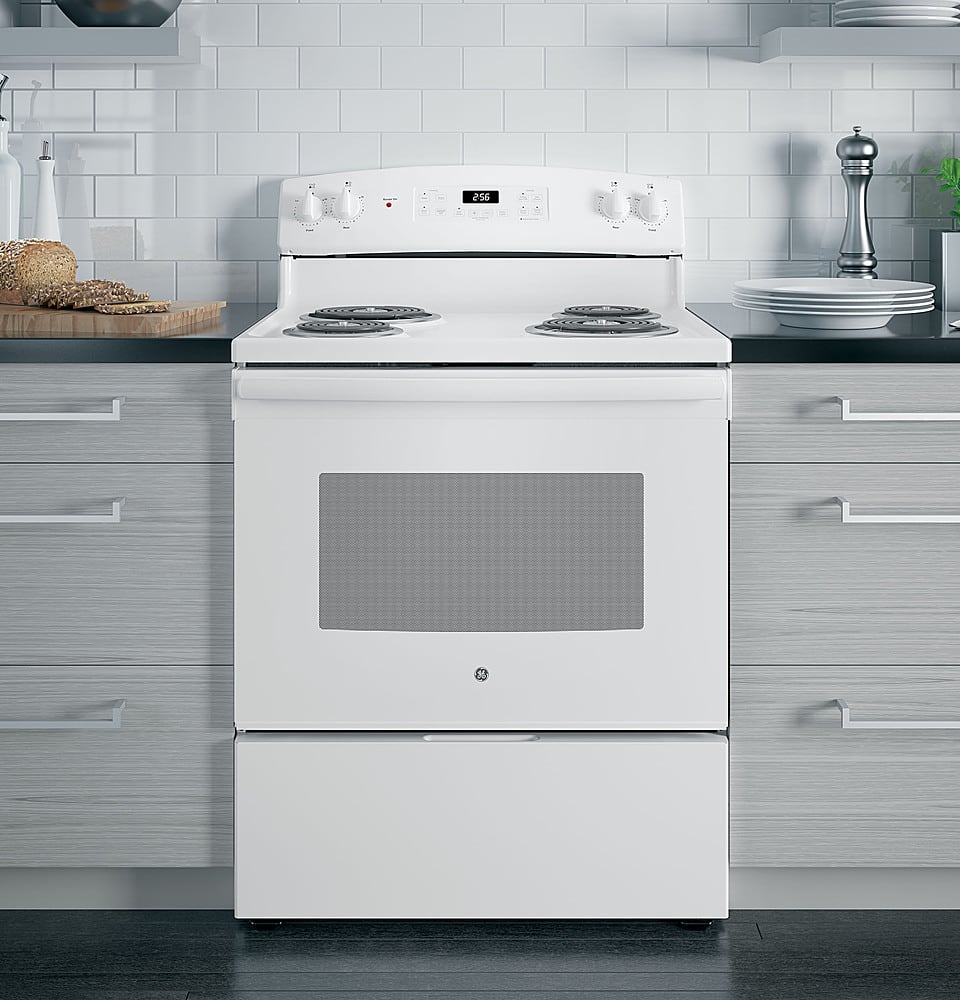 Alt View 19. GE - 5.0 Cu. Ft. Self-Cleaning Freestanding Electric Range - White.