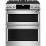 Café - 30 in. Wide 5 Element 6.7 Cu. Ft. Slide-In Double Oven Electric Induction Convection Range, Customizable - Stainless Steel