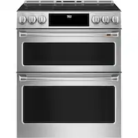 Café - 6.7 Cu. Ft. Slide-In Double Oven Electric Induction Convection Range, Customizable - Stainless Steel - Front_Zoom
