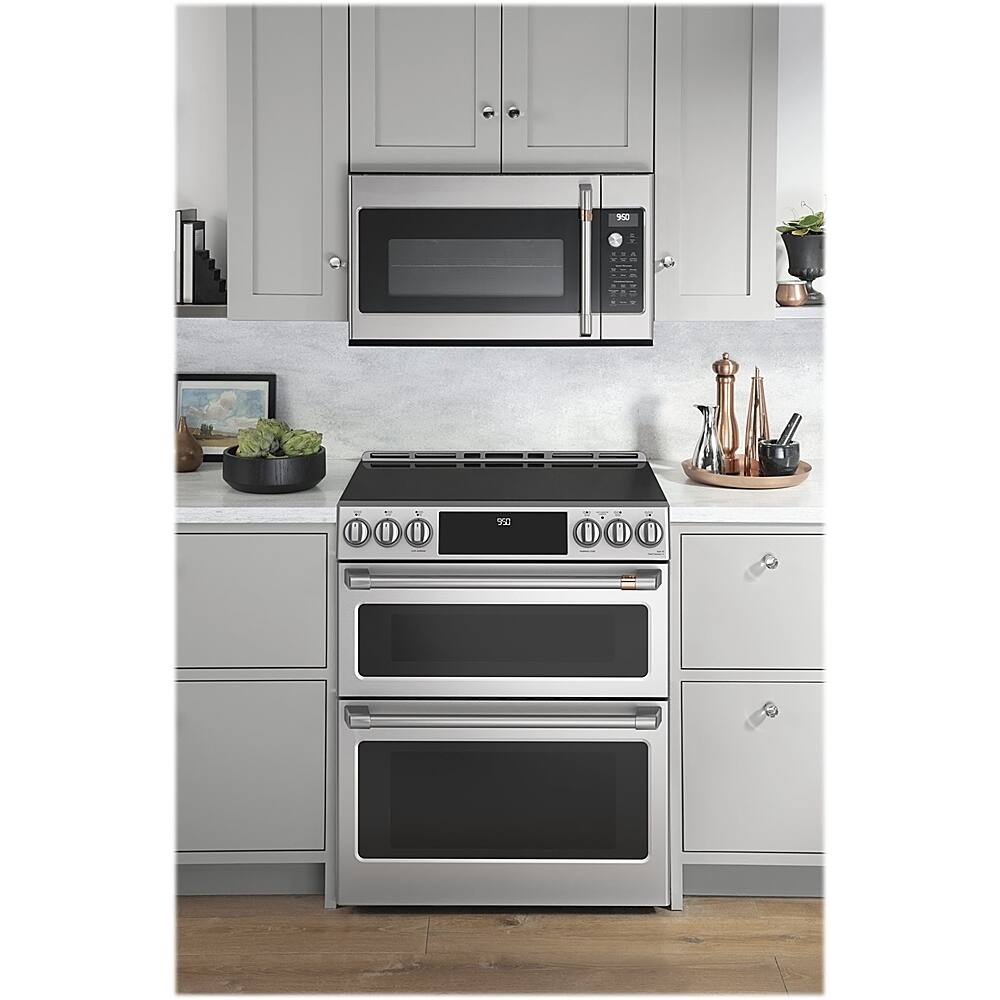 Alt View 11. Café - 6.7 Cu. Ft. Slide-In Double Oven Electric Induction Convection Range, Customizable - Stainless Steel.