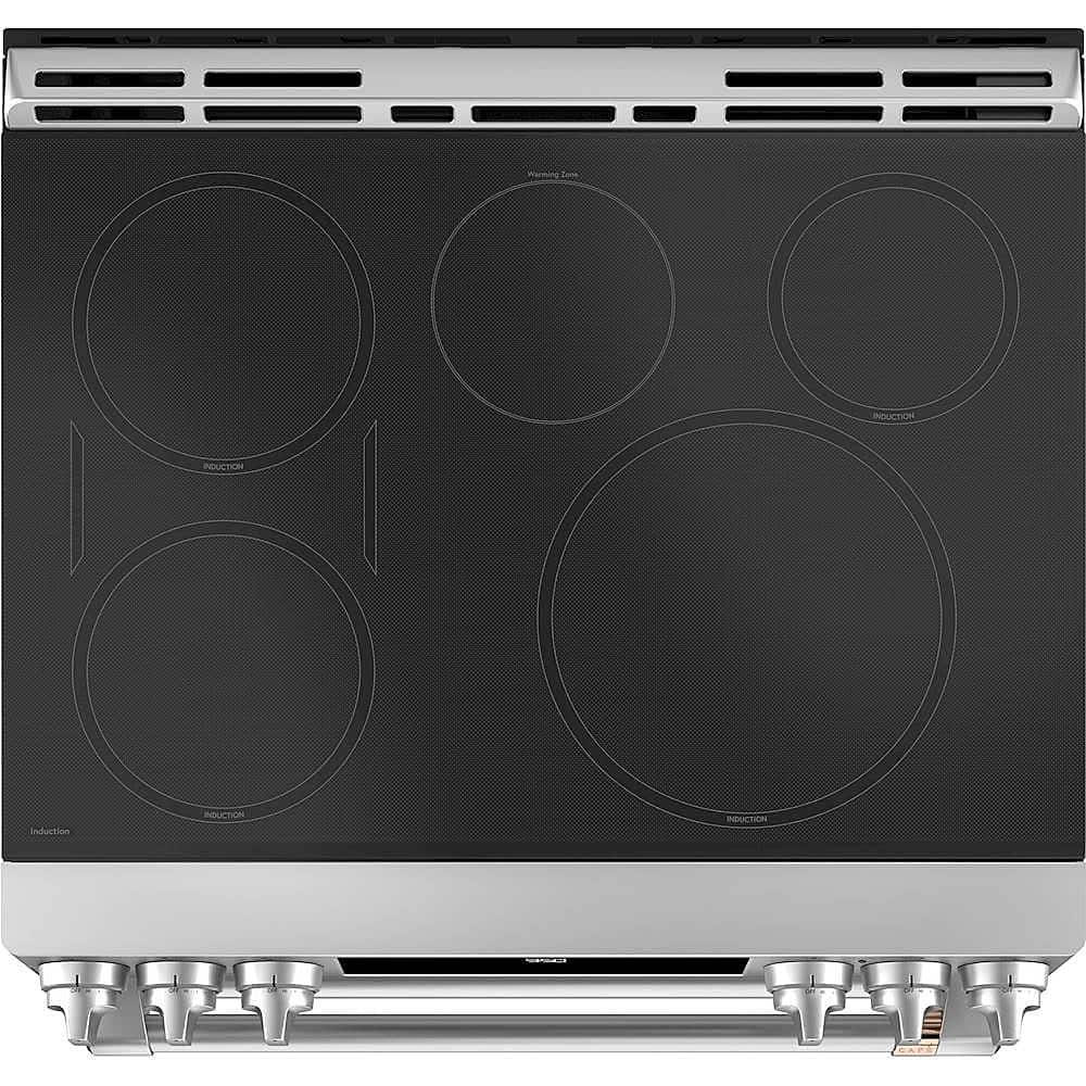 Alt View 14. Café - 6.7 Cu. Ft. Slide-In Double Oven Electric Induction Convection Range, Customizable - Stainless Steel.