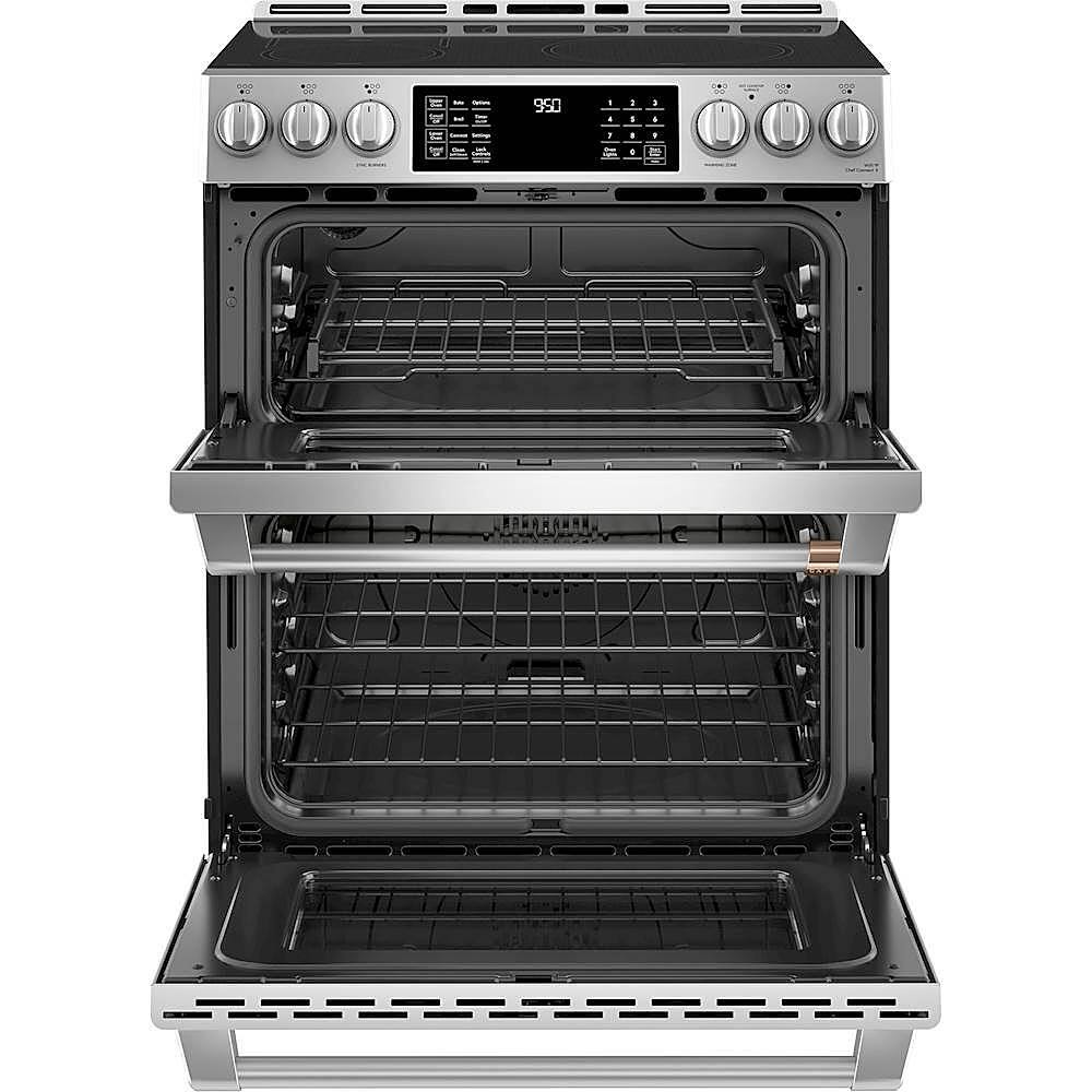 Alt View 17. Café - 6.7 Cu. Ft. Slide-In Double Oven Electric Induction Convection Range, Customizable - Stainless Steel.
