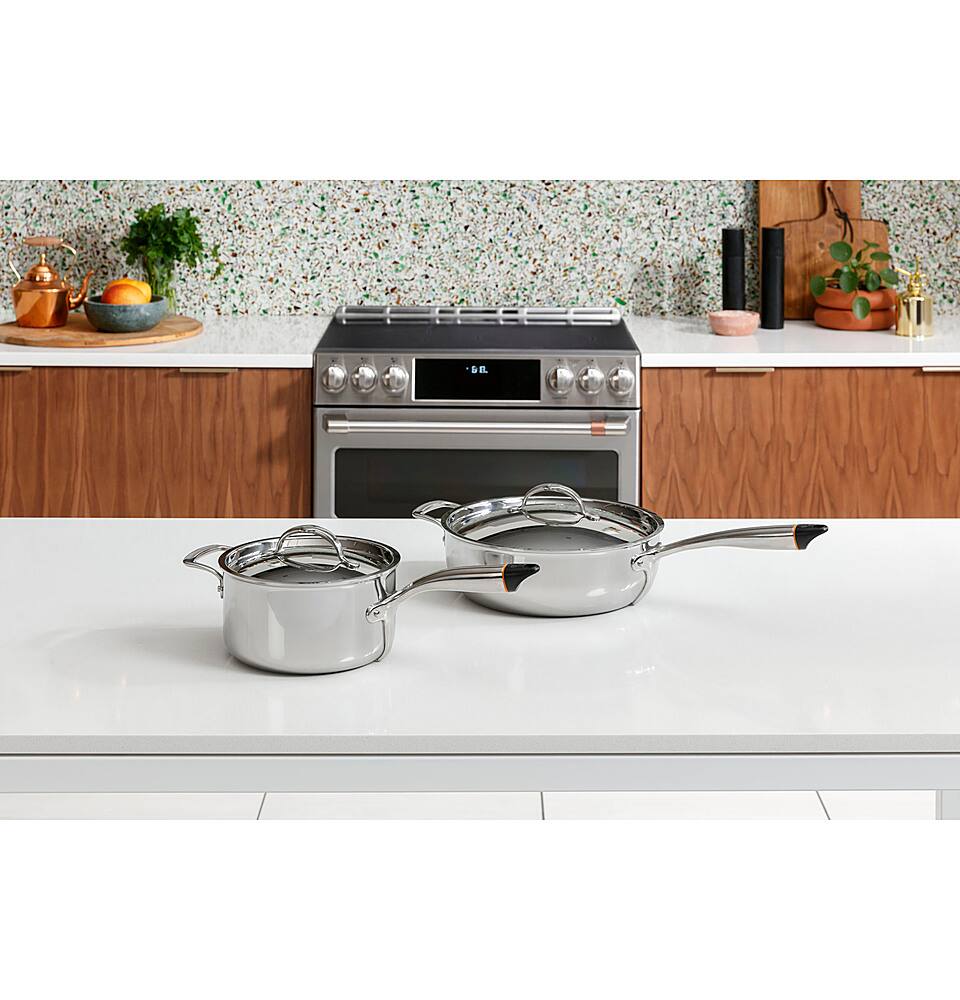 Alt View 13. Café - 6.7 Cu. Ft. Slide-In Double Oven Electric Induction Convection Range, Customizable - Stainless Steel.