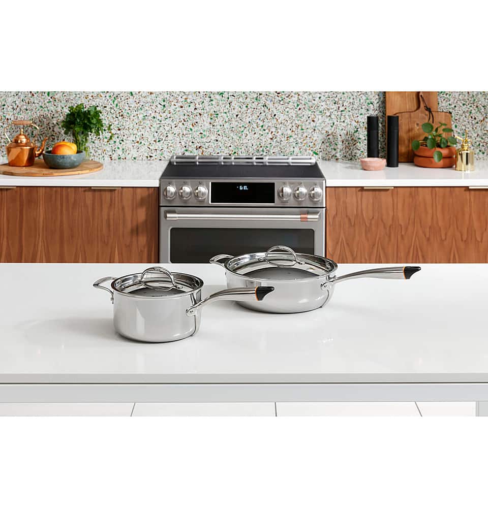 Alt View 33. Café - 6.7 Cu. Ft. Slide-In Double Oven Electric Induction Convection Range, Customizable - Stainless Steel.