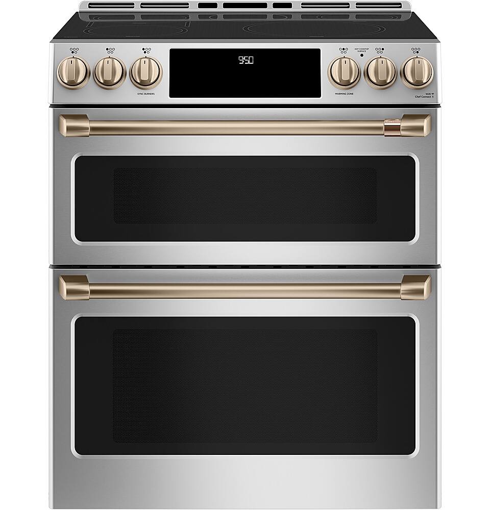 Alt View 40. Café - 6.7 Cu. Ft. Slide-In Double Oven Electric Induction Convection Range, Customizable - Stainless Steel.