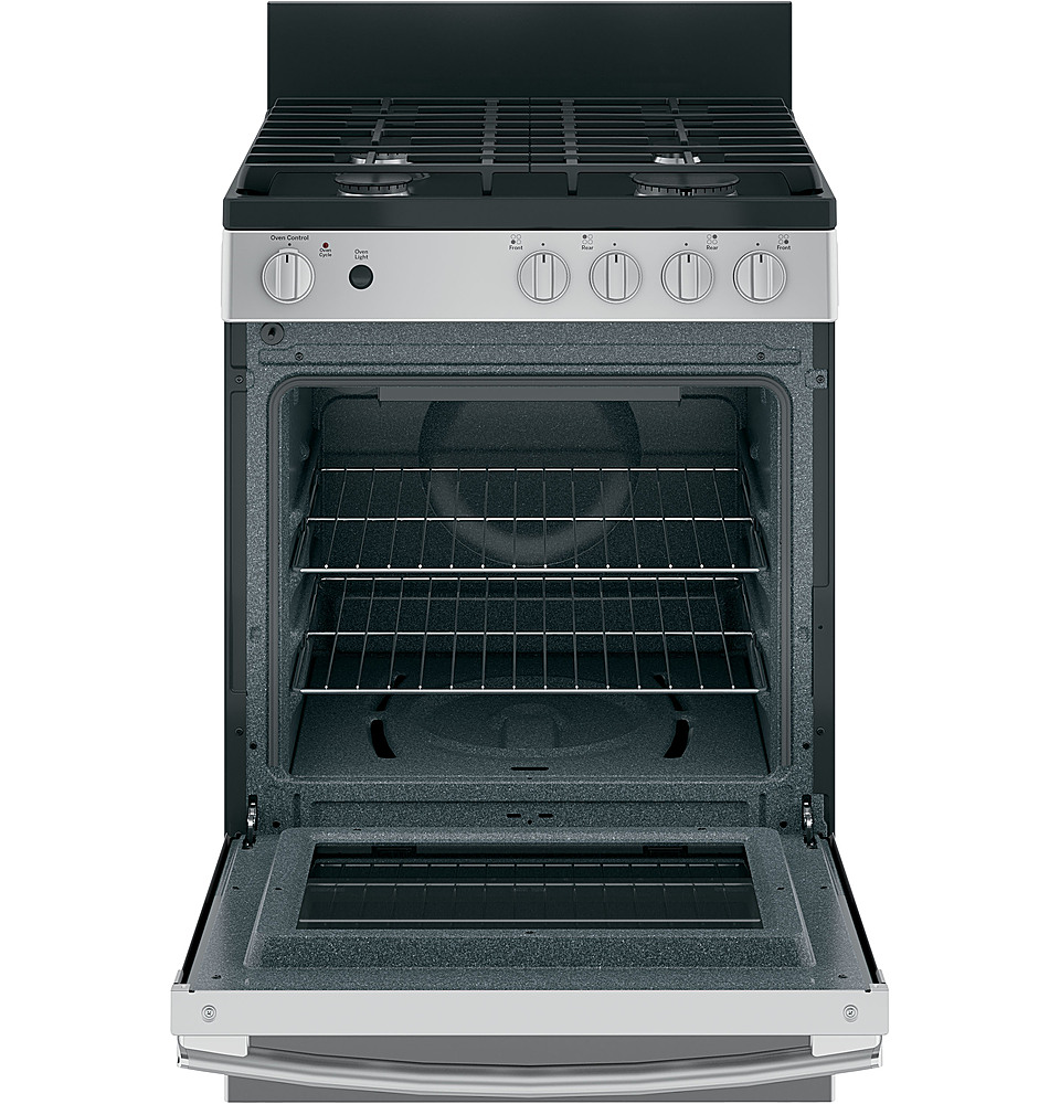 GE 24-in Glass Top 4 Burners 2.9-cu ft Steam Cleaning Freestanding Electric  Range (Stainless Steel)