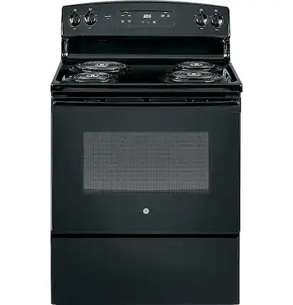 Front. GE - 5.0 Cu. Ft. Freestanding Electric Range - Black.
