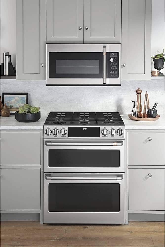 Alt View 16. Café - 6.7 Cu. Ft. Slide-In Double Oven Gas True Convection Range with Built-In WiFi, Customizable - Stainless Steel.