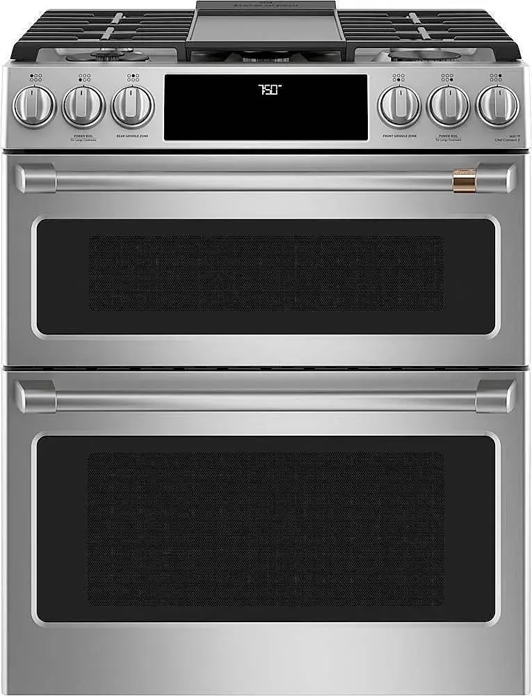Alt View 17. Café - 6.7 Cu. Ft. Slide-In Double Oven Gas True Convection Range with Built-In WiFi, Customizable - Stainless Steel.