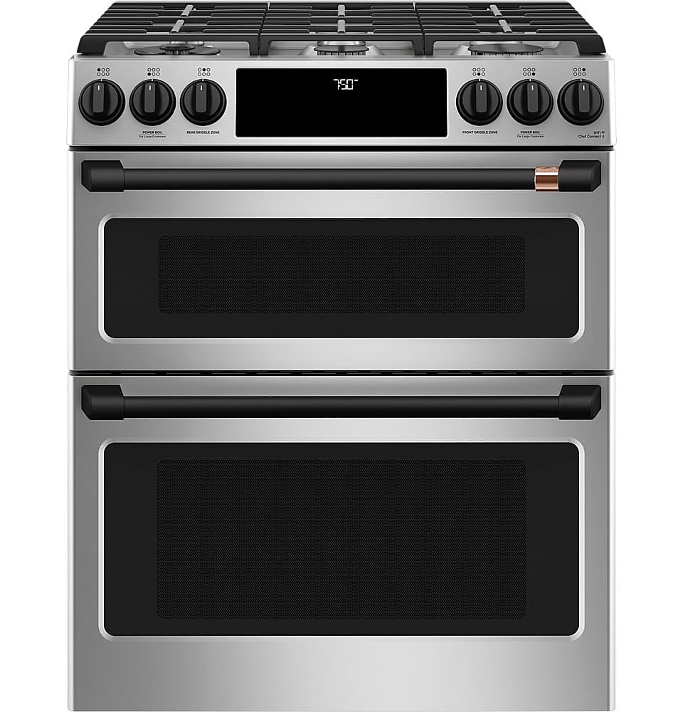 Alt View 25. Café - 6.7 Cu. Ft. Slide-In Double Oven Gas True Convection Range with Built-In WiFi, Customizable - Stainless Steel.
