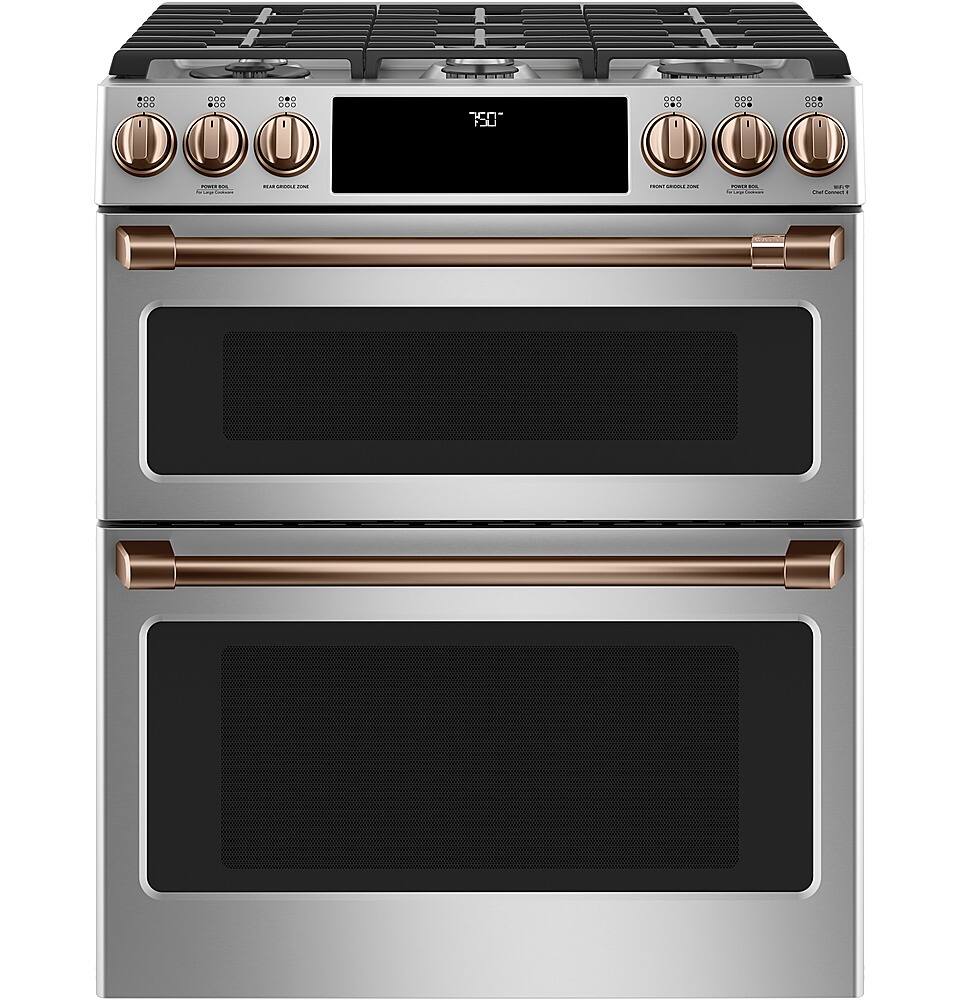 Alt View 26. Café - 6.7 Cu. Ft. Slide-In Double Oven Gas True Convection Range with Built-In WiFi, Customizable - Stainless Steel.