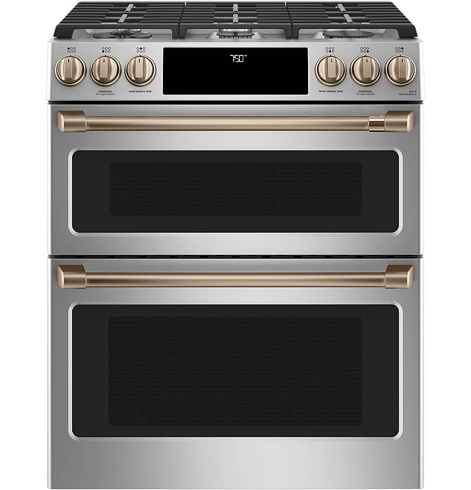 Alt View 29. Café - 6.7 Cu. Ft. Slide-In Double Oven Gas True Convection Range with Built-In WiFi, Customizable - Stainless Steel.