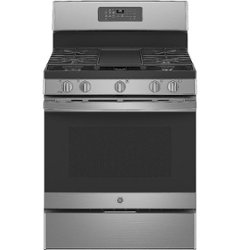 GE - 5.0 Cu. Ft. Freestanding Gas Range with Self-cleaning and Power Boil Burner - Stainless Steel - Front_Zoom
